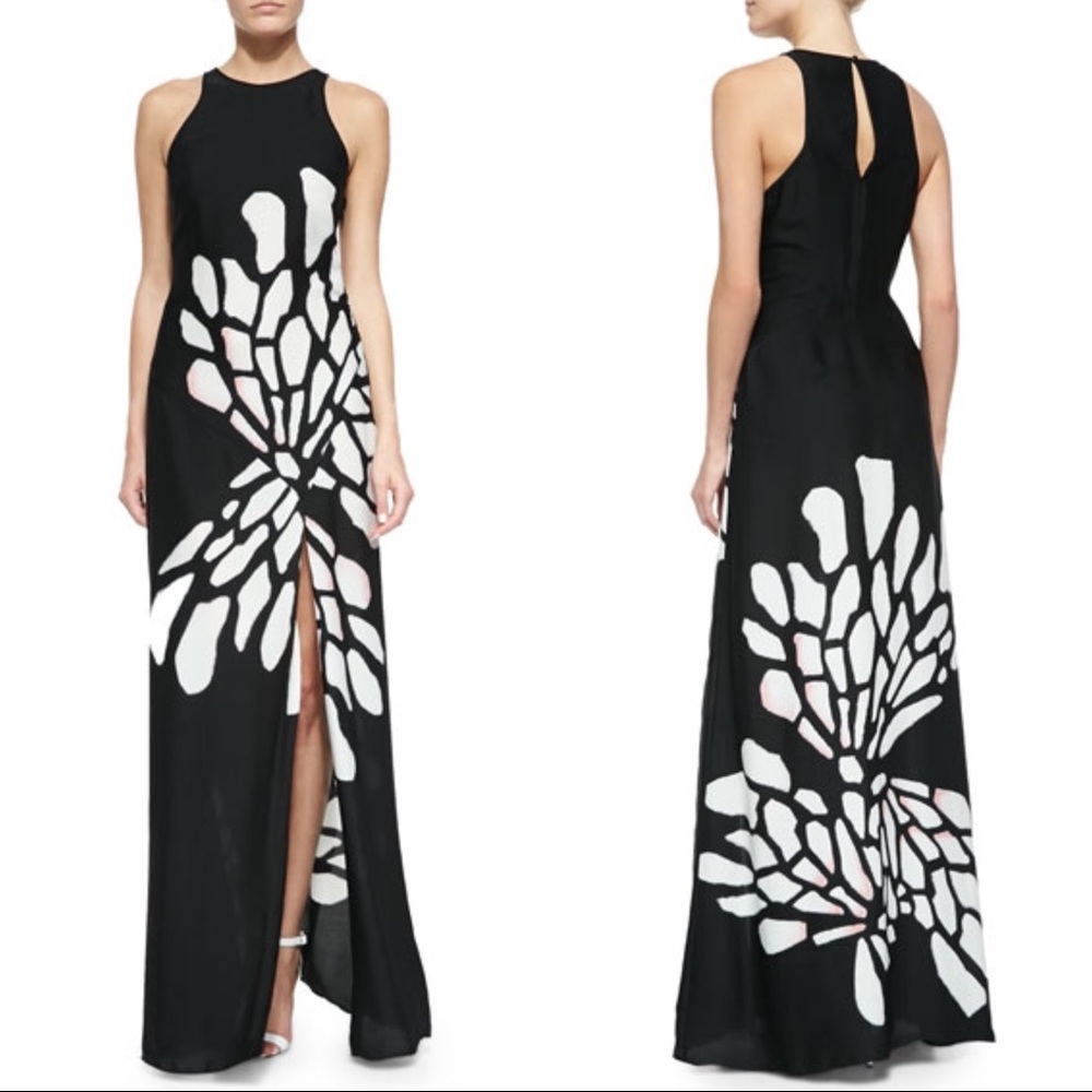 COPY - HALSTON HERITAGE Racerback Satin Maxi Dress Size 4